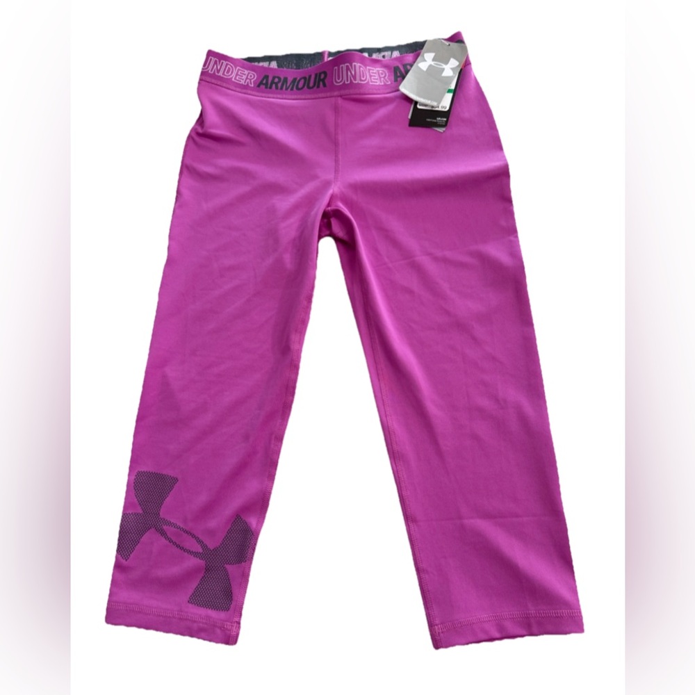 Under Armour Girls Youth Capri Leggings Deep Magenta Fitted NWT